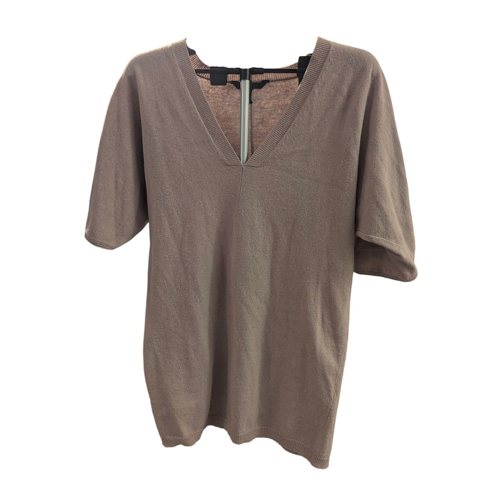 BCBGMAXAZRIA Mauve Rose V-Neck Knit Sweater Dolman Short Sleeve Wool Blend Small